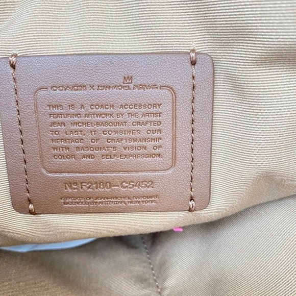 NWT Coach C5452 X Jean-Michel Basquiat Carryall Pouch Leather Ivory Multi - Picture 8 of 9